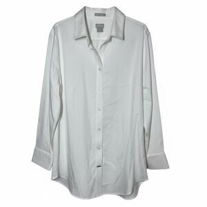 Chico's Womens No Iron Blouse 3 Optic White Button Front Collared Classic Shirt